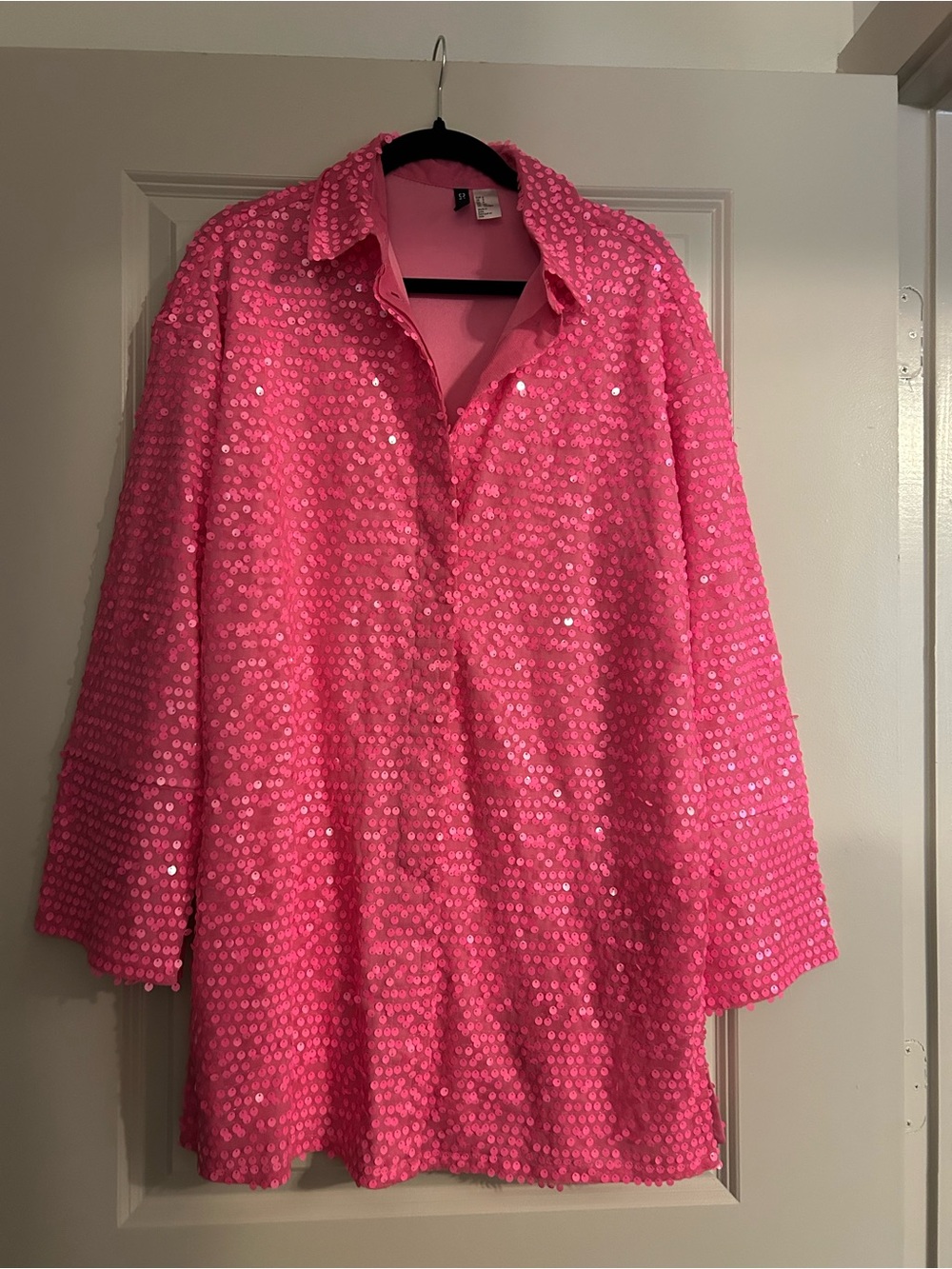 H&M Hot Pink Sequin Button-Down Shirt